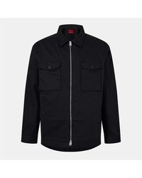 BOSS - Solid Patterned Shirt Jacket With Chest Pocket - Lyst