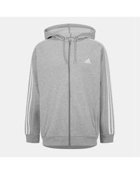 adidas - Fleece 3 Stripes Full Zip Hoodie - Lyst