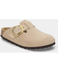 Birkenstock Boston - Big Buckle Nubuck Leather Clogs - Lyst