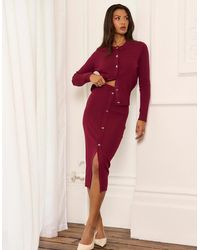 Gini London - Mulberry Button Pencil Midi Skirt - Lyst