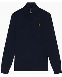 Lyle & Scott - Lyle & Scott Cotton Merino Quarter Zip Jumper Dark - Lyst