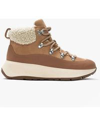 Fitflop - Tan F-Mode Teddy-Collar Warm Suede Hiker Boots - Lyst