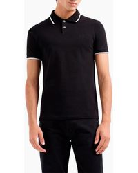 Armani - Exchange Polo Shirts Pique Cotton Polo T Shirts Tipped Top - Lyst