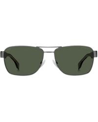 BOSS - Matte Ruthenium Dark Havana Legs Lensed Sunglasses - Lyst