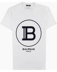 Balmain - Printed Paris Logo T Shirt - Lyst