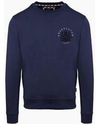 Aquascutum - Crew Neck Ribbed Collar Long Sleeve Sweatshirt - Lyst