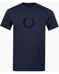 Fred Perry - T Shirt Textured Laurel Wreath Logo Crew Neck Short Sleeve Summer Tee - Lyst