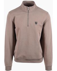 Belstaff - Half Zip Sweatshirt Dusty Taupe - Lyst