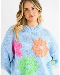 Gini London - Floral Crochet Chunky Knit Oversized Jumper - Lyst