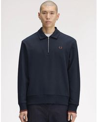 Fred Perry - Half Zip Collared Sweatshirt - Lyst