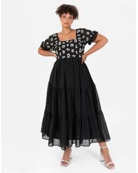 Lovedrobe - Square Neck Short Sleeve Tiered Dress - Lyst