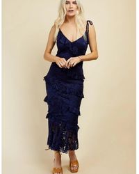 Little Mistress - Maxi V-Neck Sleeveless Tiered Dress - Lyst