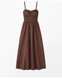 Ro&zo - Petite Chocolate Ruched Detail Midi Dress - Lyst