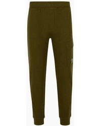 C.P. Company - Diagonal Raised Fleece Lens Khaki Sweatpants - Lyst