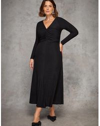 Live Unlimited London - Petite Sparkle Ruched Jersey Maxi Dress - Lyst