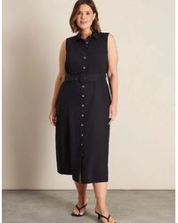 Live Unlimited London - Petite Linen Blend Midaxi Shirt Dress - Lyst
