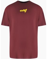 Off-White c/o Virgil Abloh - Thunder Stable Oversized Fit Burgundy T-Shirt - Lyst