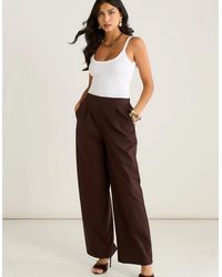 Gini London - Cotton And Linen Blend Wide Leg Trouser - Lyst