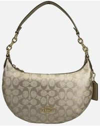 COACH - Leather Shoulder Bag With Zip Closure - Lyst