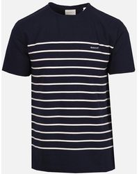 GANT - Placed Stripe T-Shirt Evening - Lyst
