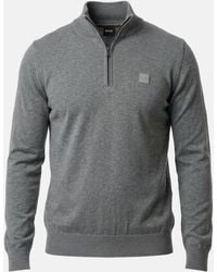 BOSS - Boss Kanobix Zip Neck Jumper - Lyst