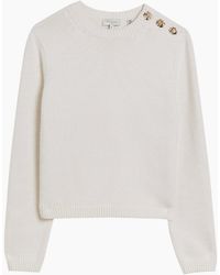 Ted Baker - Janha Rose Button Crew Neck Long Sleeve Ivory Jumper - Lyst