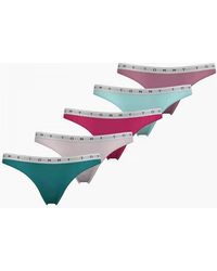 Tommy Hilfiger - 5-Pack Repeat Logo Waistband Thongs, /Pale/Hot/Aqua/Rose - Lyst