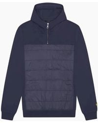 Lyle & Scott - Lyle & Scott Hybrid Panelled Interlock Night Hoodie - Lyst