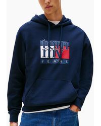 Tommy Hilfiger - Tommy Jeans Flag Hoodies Cotton Pullover New Top - Lyst