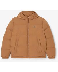 Lacoste - Solid Patterned Side Pocket Puffer Coat - Lyst