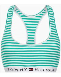 Tommy Hilfiger - Organic Cotton Logo Bralette, Ministripe/Emerald - Lyst