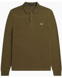 Fred Perry - Uniform Long Sleeve Plain Polo Shirt - Lyst
