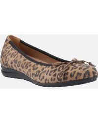 Hush Puppies - Lucille Leather Leopard Flats - Lyst