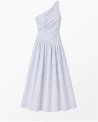 Ro&zo - And Stripe Cotton One Shoulder Dress - Lyst