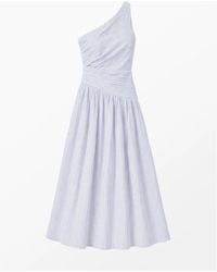 Ro&zo - And Stripe Cotton One Shoulder Dress - Lyst