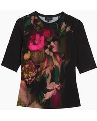 Ted Baker - Floene Printed Skinny Fit Quarter Sleeve Top - Lyst