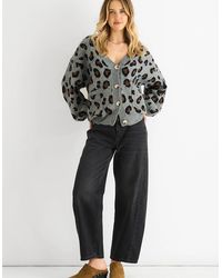 Gini London - Animal Print Knit Short Cardigan - Lyst