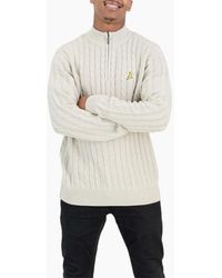 Brave Soul - Cable Knit Cardigan Crew Neck Regular Warm Heavy Pullover Jumper - Lyst