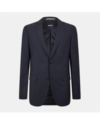 BOSS - Solid Patterned Single Button Notch Collared Blazer - Lyst