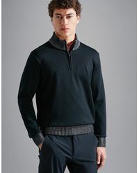 Paul & Shark - Wool Half Zip Sweater With Moon Badge - Lyst