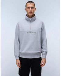 Napapijri - Box Logo French Terry 1/2 Zip Sweatshirt - Lyst