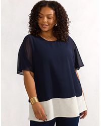 Live Unlimited London - Colour Block Overlay T-Shirt - Lyst