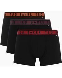Ted Baker - 3-Pack Contrast Waistband Boxer Trunks, W/ Burgundy//Gingerbread - Lyst