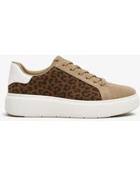 Fitflop - Rtg Suede Leopard Lace Up Casual Trainers Cappuccino - Lyst