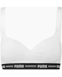 PUMA - Striped Logo Padded Bra Top - Lyst