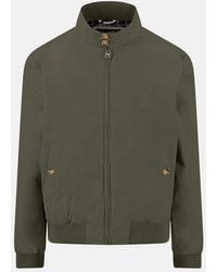 Fynch-Hatton - Stand Collar Harrington Jacket Dark Khaki - Lyst