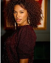Live Unlimited London - Burgundy Sparkle Knitted Short Sleeve Jumper - Lyst