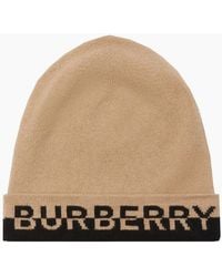 Burberry - Logo Cashmere Blend Beanie - Lyst