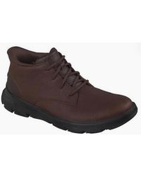Skechers - Arch Fit Garza Ridley Leather Cocoa Ankle Boots - Lyst