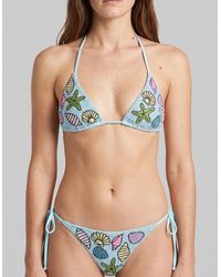 Oceanus - Moire Shell Hand-Beaded Bikini Top - Lyst
